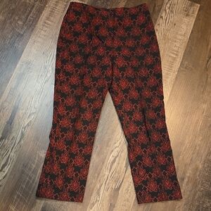 Women's Red and Black Patterned Pants, sz 12